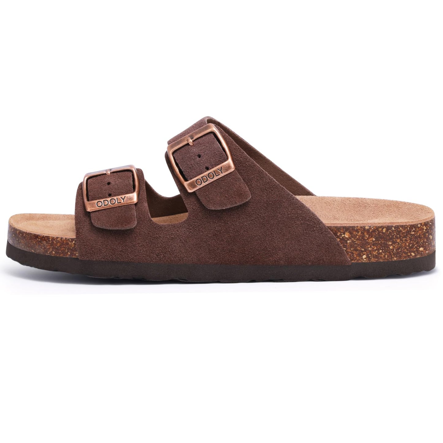 ODOLY Women's Cork Footbed Slide Sandal, Arch Support Summer Outdoor Sandals with Adjustable Buckle, Black US Women Size 10, EU Women Size 41