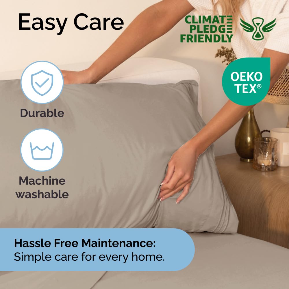Queen Size 4 Piece Sheet Set - Comfy Breathable & Cooling Sheets - Hotel Luxury Bed Sheets for Women & Men - Deep Pockets, Easy-Fit, Extra Soft & Wrinkle Free Sheets - White Oeko-Tex Bed Sheet Set