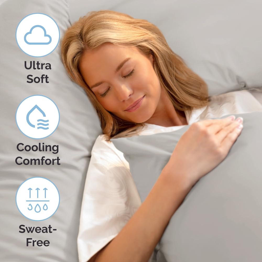 Queen Size 4 Piece Sheet Set - Comfy Breathable & Cooling Sheets - Hotel Luxury Bed Sheets for Women & Men - Deep Pockets, Easy-Fit, Extra Soft & Wrinkle Free Sheets - White Oeko-Tex Bed Sheet Set