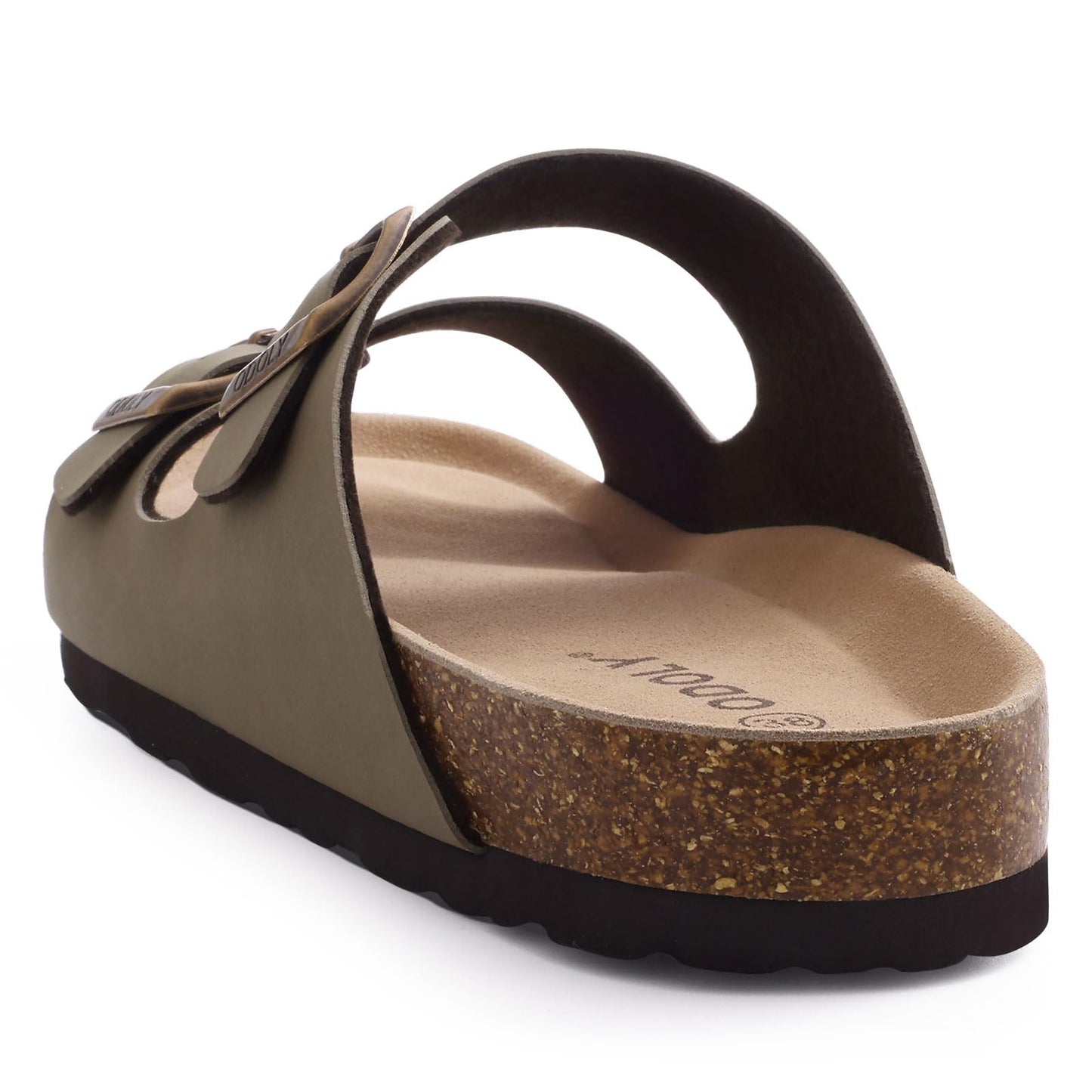 ODOLY Women's Cork Footbed Slide Sandal, Arch Support Summer Outdoor Sandals with Adjustable Buckle, Black US Women Size 10, EU Women Size 41