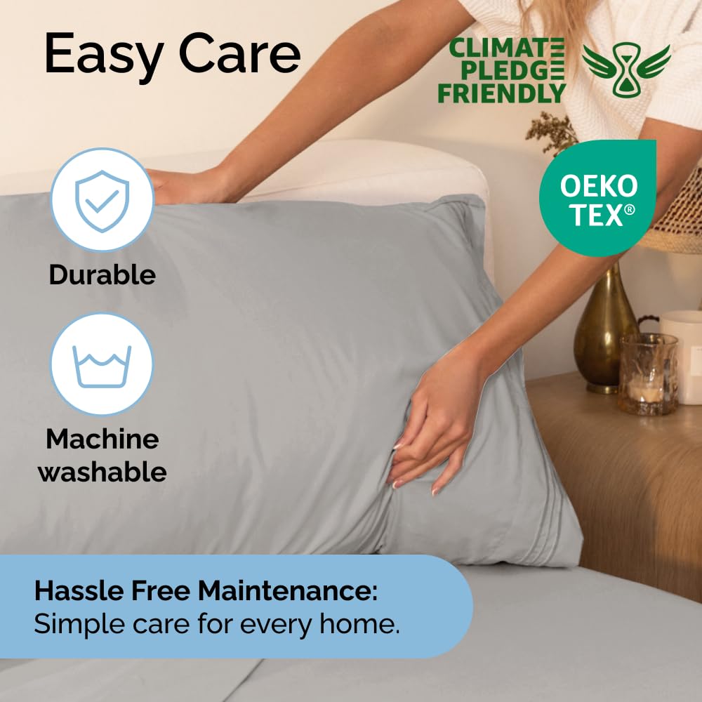 Queen Size 4 Piece Sheet Set - Comfy Breathable & Cooling Sheets - Hotel Luxury Bed Sheets for Women & Men - Deep Pockets, Easy-Fit, Extra Soft & Wrinkle Free Sheets - White Oeko-Tex Bed Sheet Set