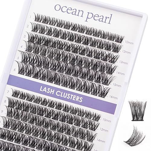 Lash Extension Kit 72 Cluster Individual Lashes Natural with Lash Bond and Seal Super Hold Eyelash Tweezers Lash Glue Remover Easy to Remove Lash Clusters Kit DIY at Home 10-16mm C/D Curl - OP01
