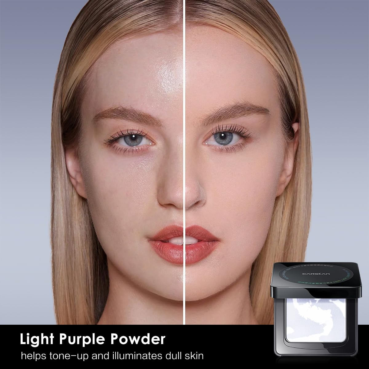 CARSLAN Waterproof Loose Setting Powder with Puff, Matte, Oil Control, Shine Free, Talc-Free Face Powder Makeup, 24H Longwear Finishing Powder, 01 for Dry skin (New Pack)