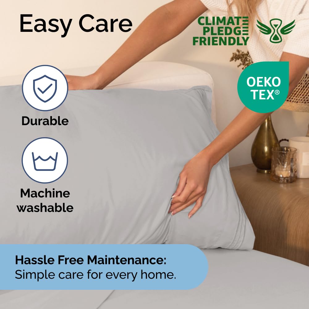 Queen Size 4 Piece Sheet Set - Comfy Breathable & Cooling Sheets - Hotel Luxury Bed Sheets for Women & Men - Deep Pockets, Easy-Fit, Extra Soft & Wrinkle Free Sheets - White Oeko-Tex Bed Sheet Set