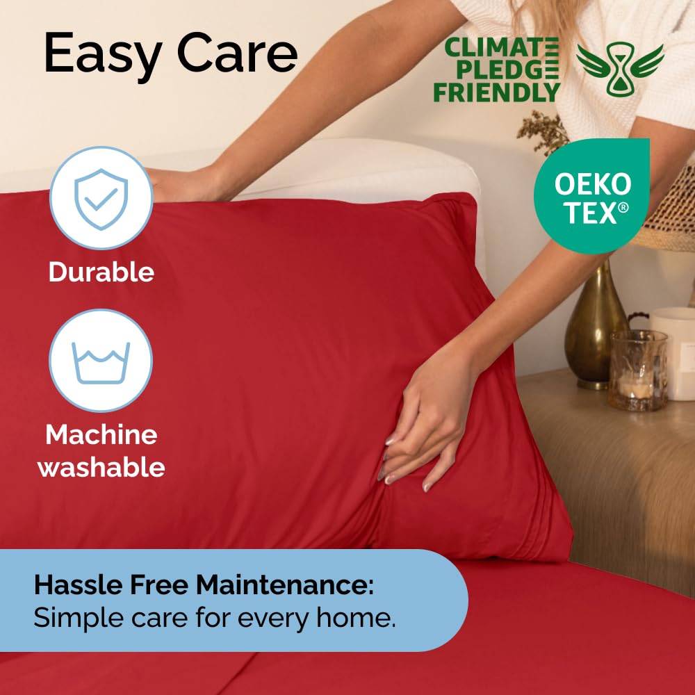 Queen Size 4 Piece Sheet Set - Comfy Breathable & Cooling Sheets - Hotel Luxury Bed Sheets for Women & Men - Deep Pockets, Easy-Fit, Extra Soft & Wrinkle Free Sheets - White Oeko-Tex Bed Sheet Set
