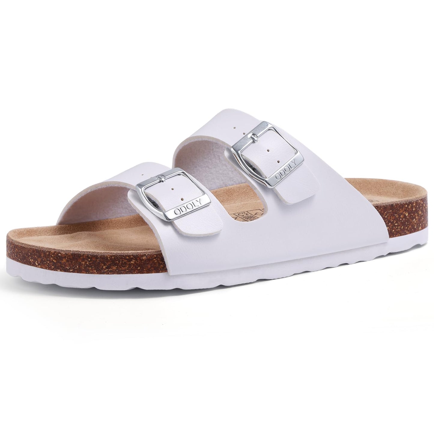 ODOLY Women's Cork Footbed Slide Sandal, Arch Support Summer Outdoor Sandals with Adjustable Buckle, Black US Women Size 10, EU Women Size 41