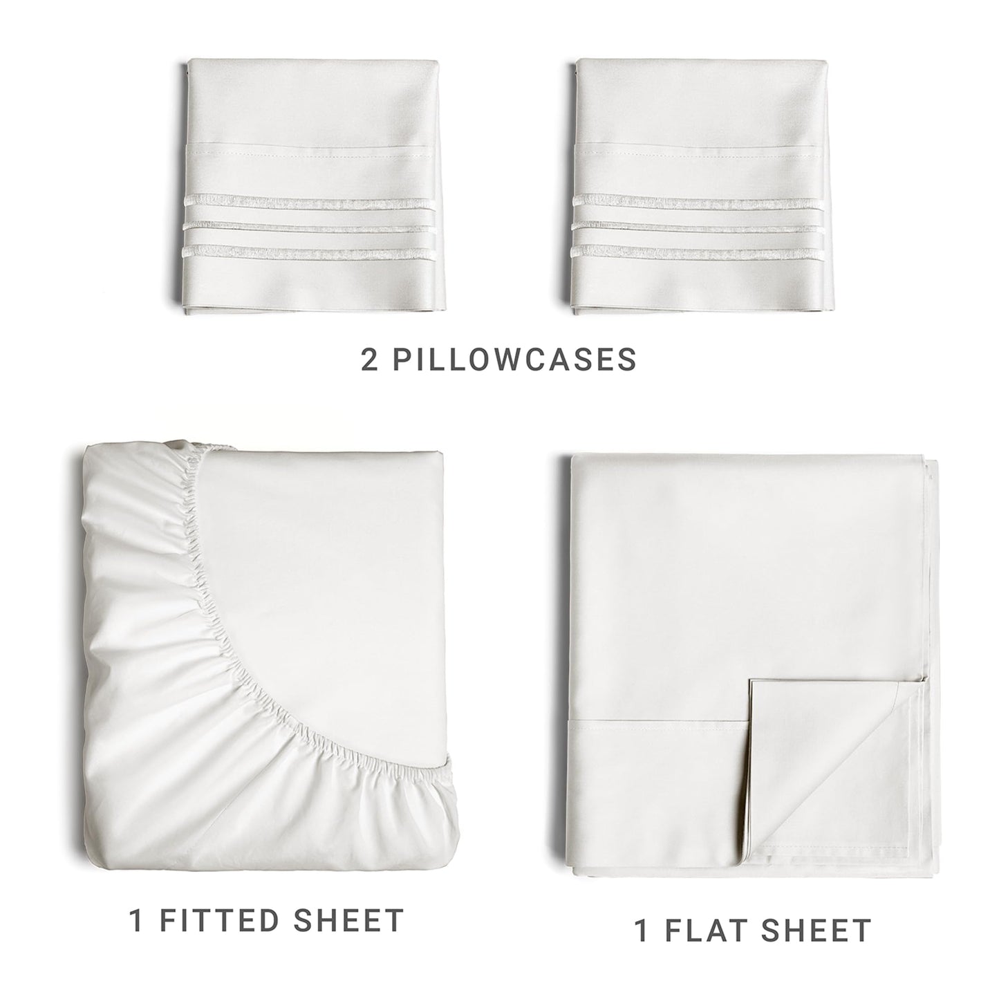 Queen Size 4 Piece Sheet Set - Comfy Breathable & Cooling Sheets - Hotel Luxury Bed Sheets for Women & Men - Deep Pockets, Easy-Fit, Extra Soft & Wrinkle Free Sheets - White Oeko-Tex Bed Sheet Set