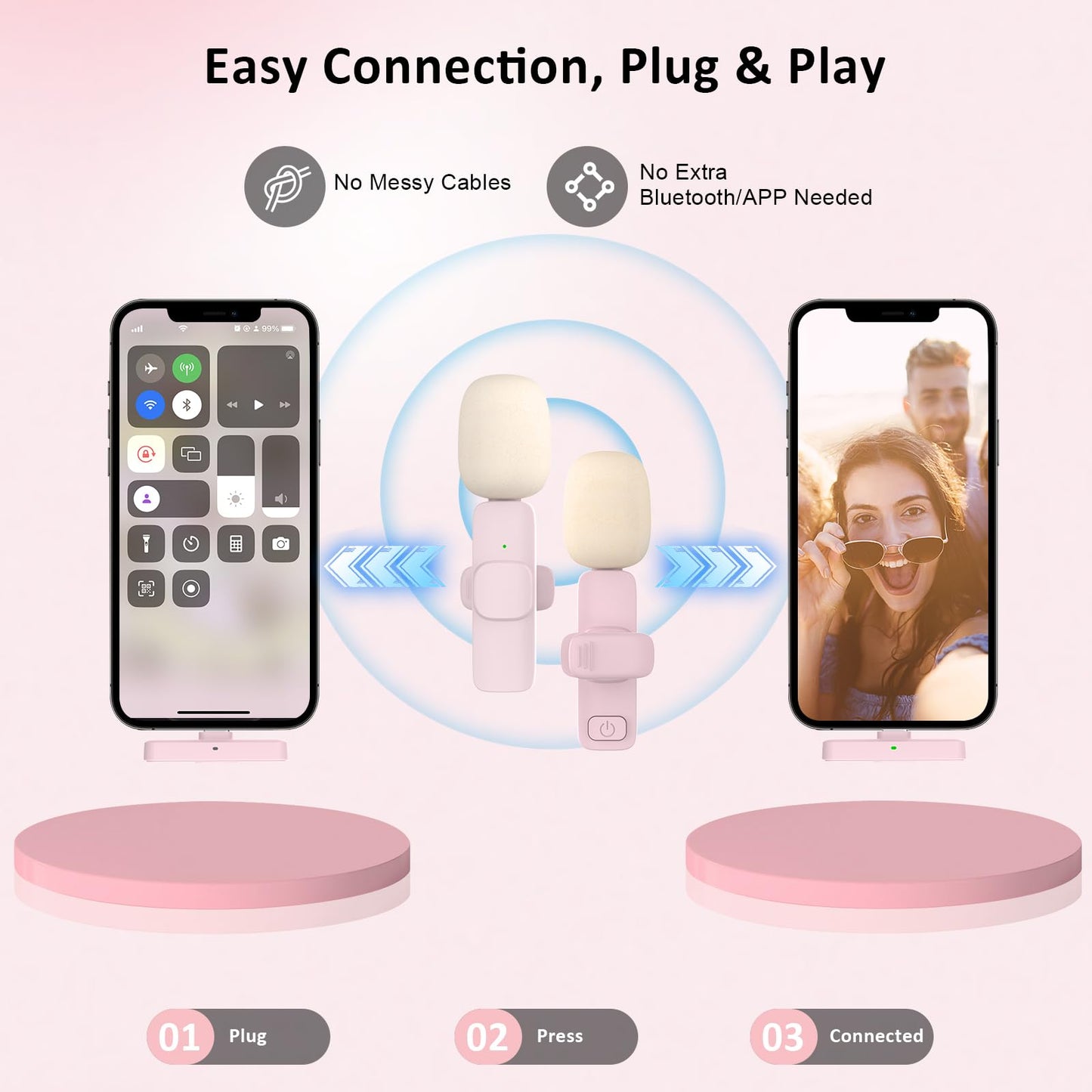 MAYBESTA Professional Wireless Lavalier Lapel Microphone for iPhone, iPad - Cordless Omnidirectional Condenser Recording Mic for Interview Video Podcast Vlog YouTube