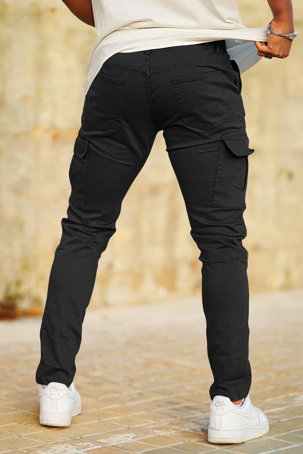 GINGTTO Men's Skinny Stretch Jeans Slim Fit (32, Black)