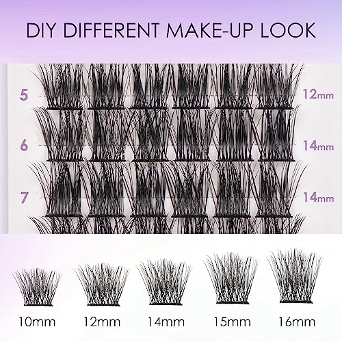 Lash Extension Kit 72 Cluster Individual Lashes Natural with Lash Bond and Seal Super Hold Eyelash Tweezers Lash Glue Remover Easy to Remove Lash Clusters Kit DIY at Home 10-16mm C/D Curl - OP01
