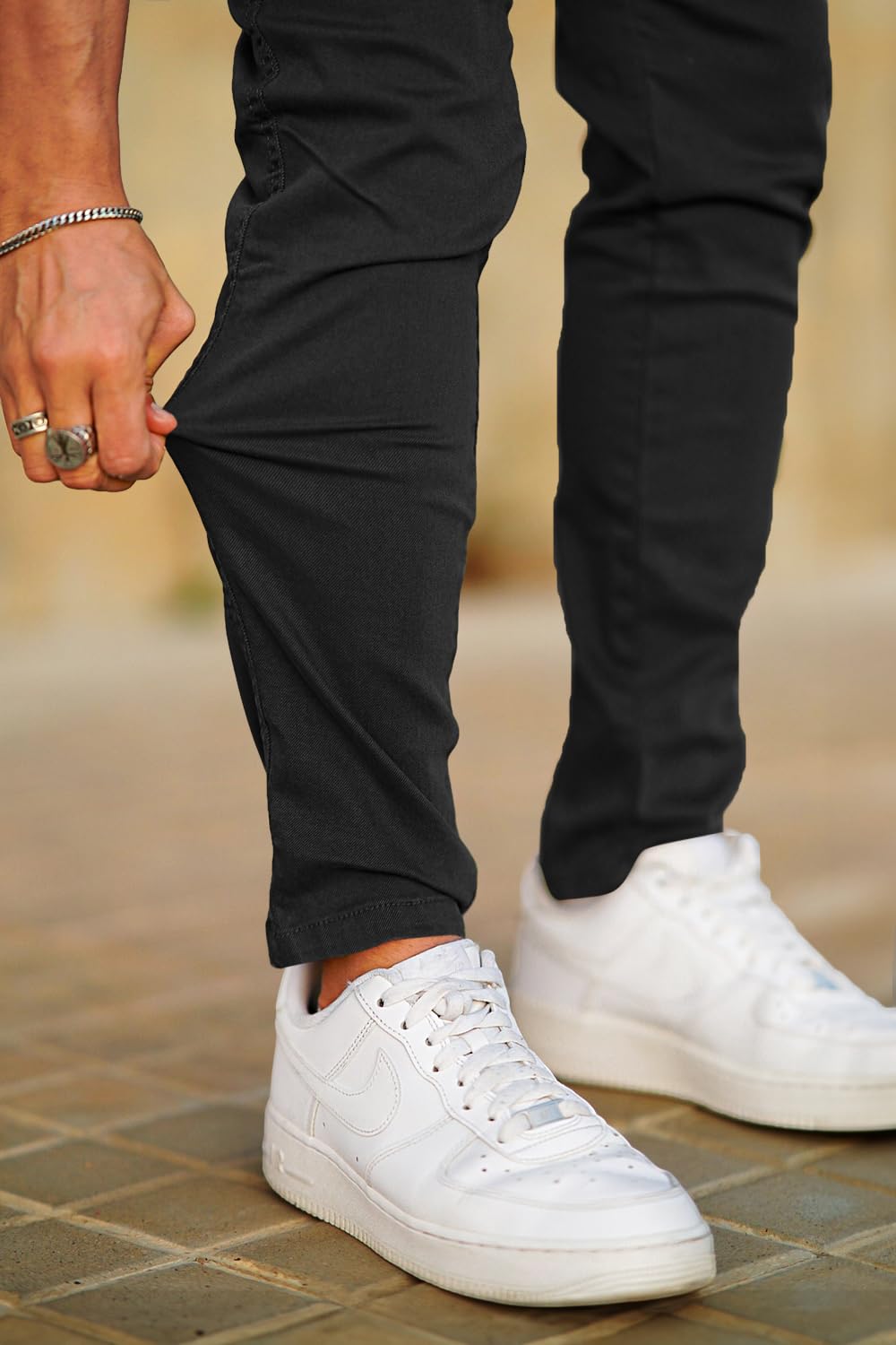 GINGTTO Men's Skinny Stretch Jeans Slim Fit (32, Black)