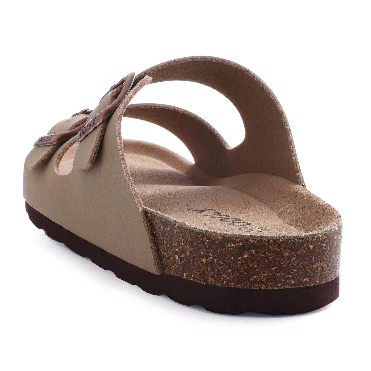 ODOLY Women's Cork Footbed Slide Sandal, Arch Support Summer Outdoor Sandals with Adjustable Buckle, Black US Women Size 10, EU Women Size 41