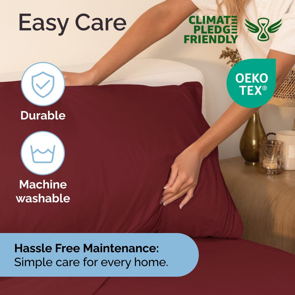 Queen Size 4 Piece Sheet Set - Comfy Breathable & Cooling Sheets - Hotel Luxury Bed Sheets for Women & Men - Deep Pockets, Easy-Fit, Extra Soft & Wrinkle Free Sheets - White Oeko-Tex Bed Sheet Set