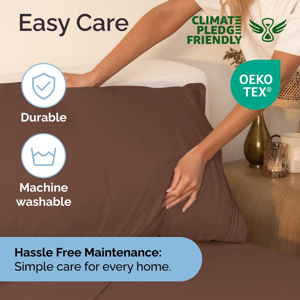 Queen Size 4 Piece Sheet Set - Comfy Breathable & Cooling Sheets - Hotel Luxury Bed Sheets for Women & Men - Deep Pockets, Easy-Fit, Extra Soft & Wrinkle Free Sheets - White Oeko-Tex Bed Sheet Set