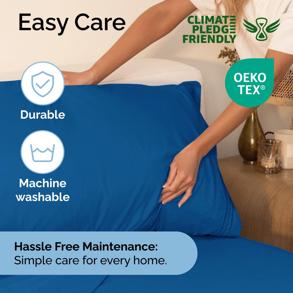 Queen Size 4 Piece Sheet Set - Comfy Breathable & Cooling Sheets - Hotel Luxury Bed Sheets for Women & Men - Deep Pockets, Easy-Fit, Extra Soft & Wrinkle Free Sheets - White Oeko-Tex Bed Sheet Set