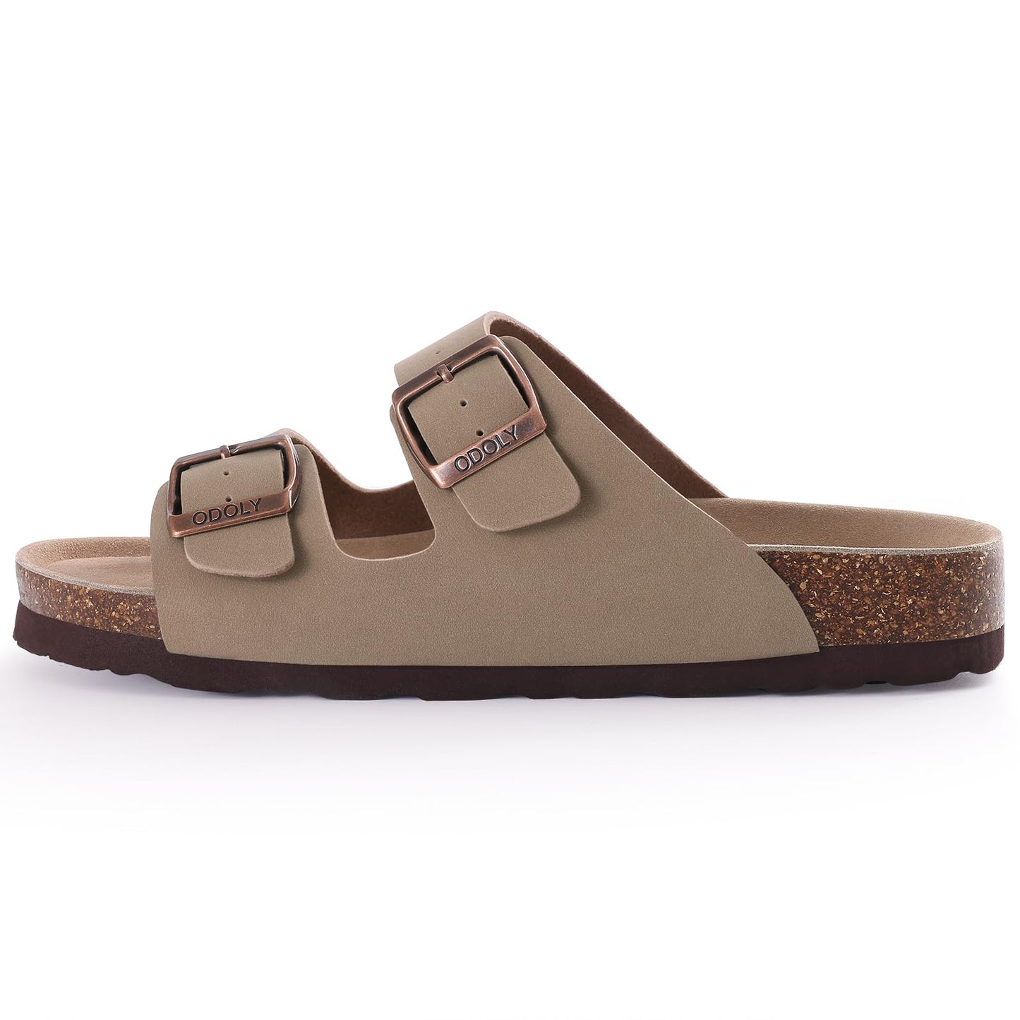 ODOLY Women's Cork Footbed Slide Sandal, Arch Support Summer Outdoor Sandals with Adjustable Buckle, Black US Women Size 10, EU Women Size 41