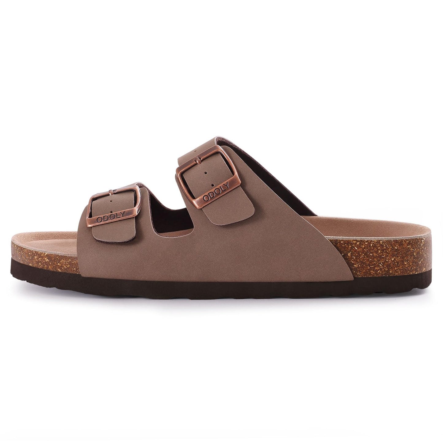 ODOLY Women's Cork Footbed Slide Sandal, Arch Support Summer Outdoor Sandals with Adjustable Buckle, Black US Women Size 10, EU Women Size 41