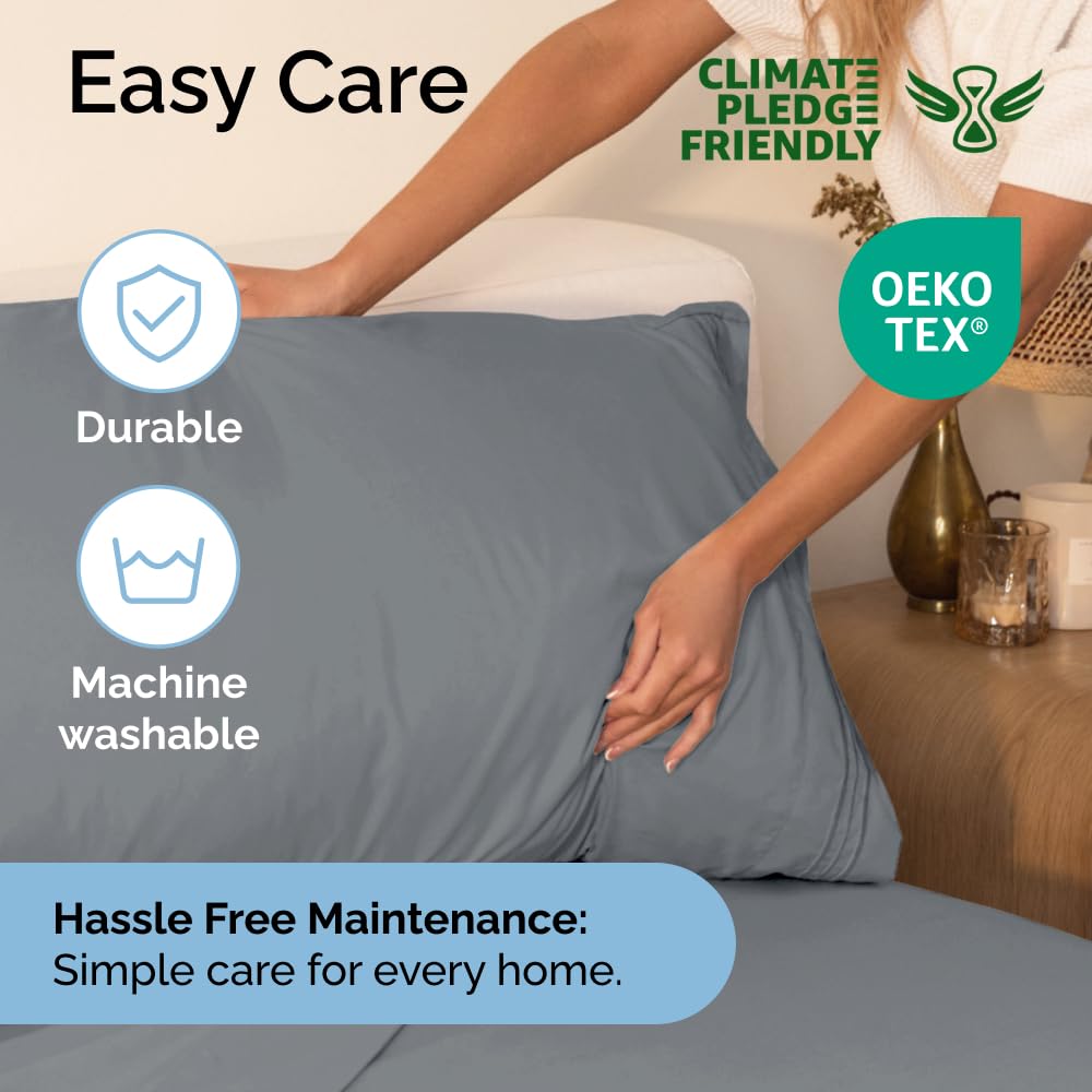 Queen Size 4 Piece Sheet Set - Comfy Breathable & Cooling Sheets - Hotel Luxury Bed Sheets for Women & Men - Deep Pockets, Easy-Fit, Extra Soft & Wrinkle Free Sheets - White Oeko-Tex Bed Sheet Set