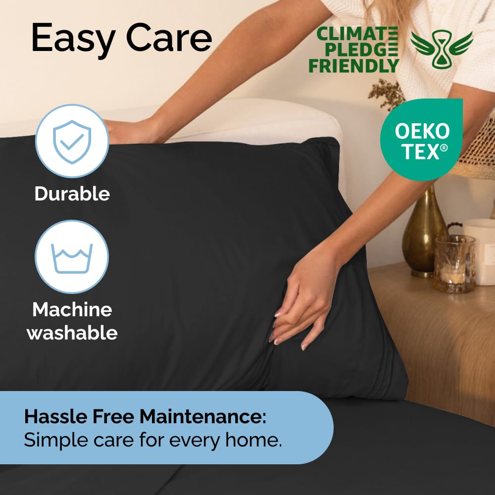 Queen Size 4 Piece Sheet Set - Comfy Breathable & Cooling Sheets - Hotel Luxury Bed Sheets for Women & Men - Deep Pockets, Easy-Fit, Extra Soft & Wrinkle Free Sheets - White Oeko-Tex Bed Sheet Set