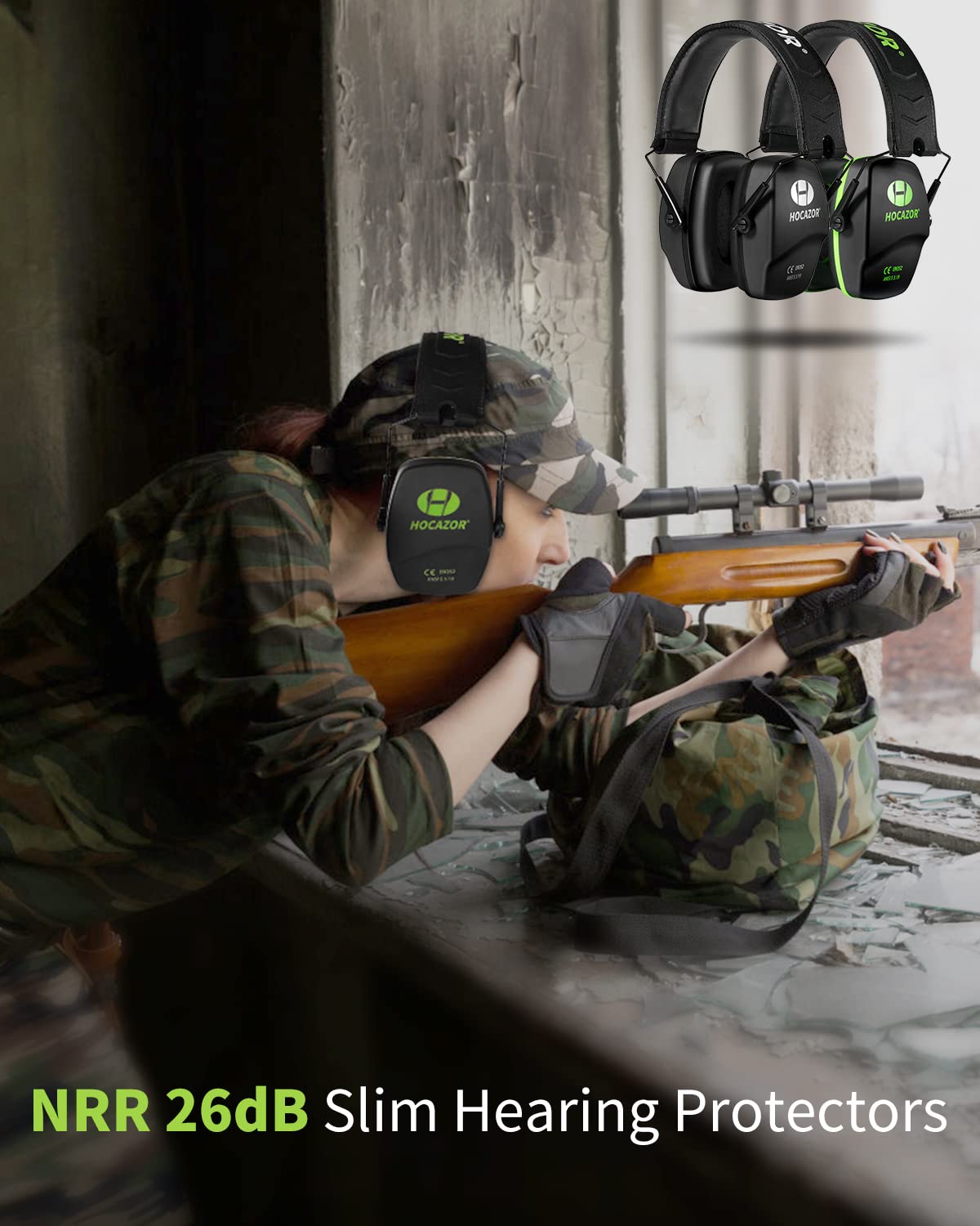 Hocazor Shooting Ear Protection NRR 26dB Suit for Shooters Hunting Range Racing Concert Sports Events Airports - Black&Purple HO1006