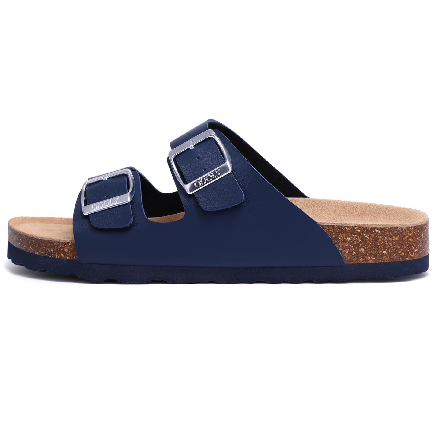 ODOLY Women's Cork Footbed Slide Sandal, Arch Support Summer Outdoor Sandals with Adjustable Buckle, Black US Women Size 10, EU Women Size 41