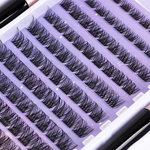 Lash Extension Kit 72 Cluster Individual Lashes Natural with Lash Bond and Seal Super Hold Eyelash Tweezers Lash Glue Remover Easy to Remove Lash Clusters Kit DIY at Home 10-16mm C/D Curl - OP01