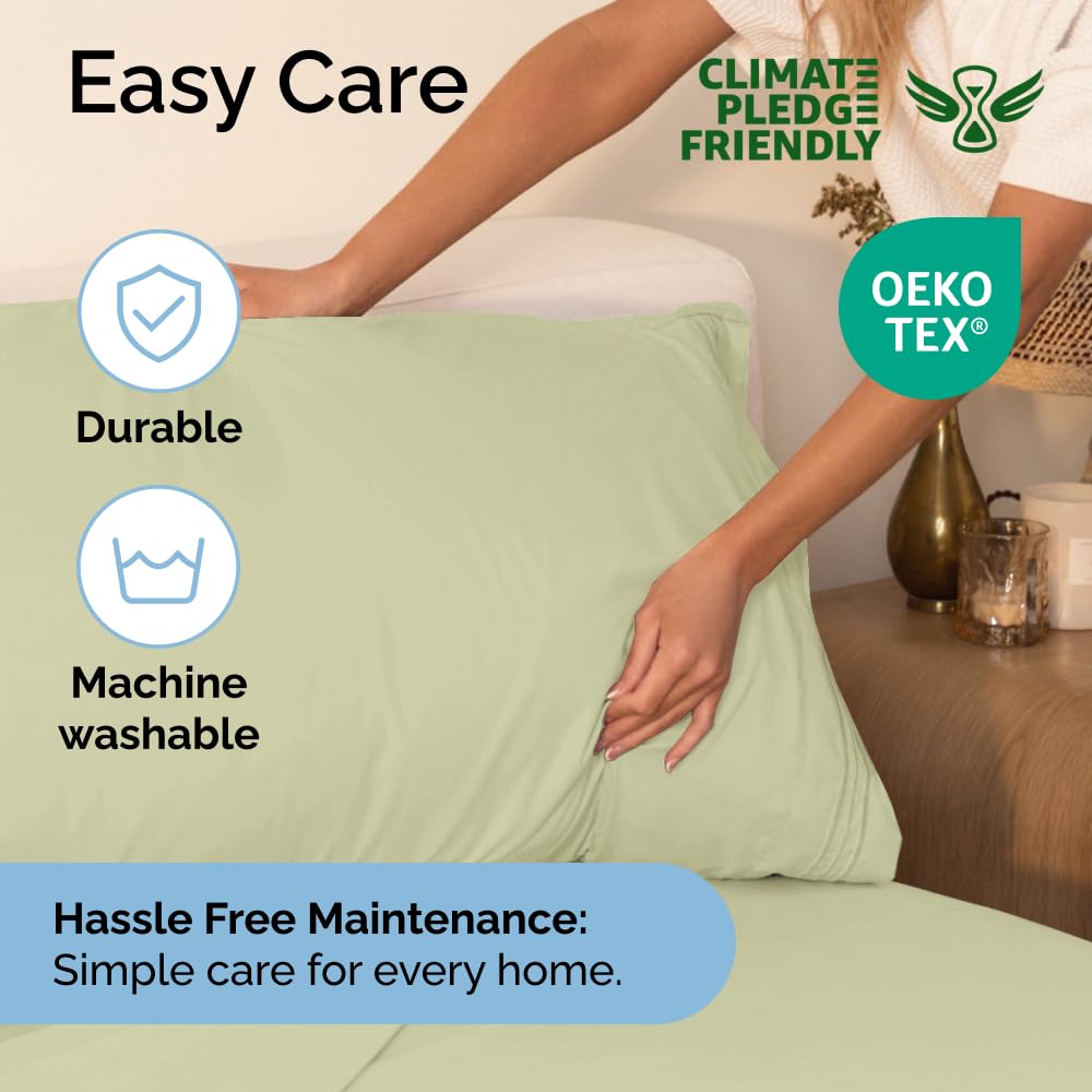Queen Size 4 Piece Sheet Set - Comfy Breathable & Cooling Sheets - Hotel Luxury Bed Sheets for Women & Men - Deep Pockets, Easy-Fit, Extra Soft & Wrinkle Free Sheets - White Oeko-Tex Bed Sheet Set