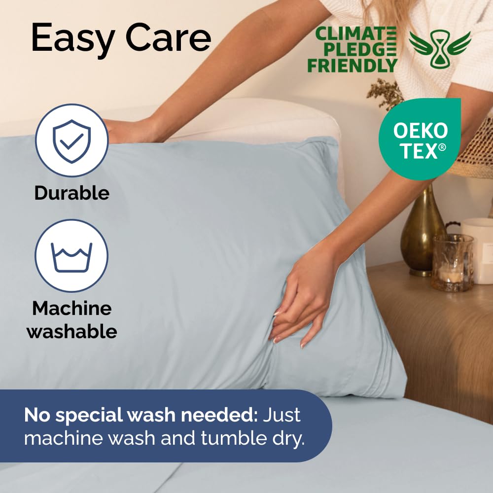 Queen Size 4 Piece Sheet Set - Comfy Breathable & Cooling Sheets - Hotel Luxury Bed Sheets for Women & Men - Deep Pockets, Easy-Fit, Extra Soft & Wrinkle Free Sheets - White Oeko-Tex Bed Sheet Set
