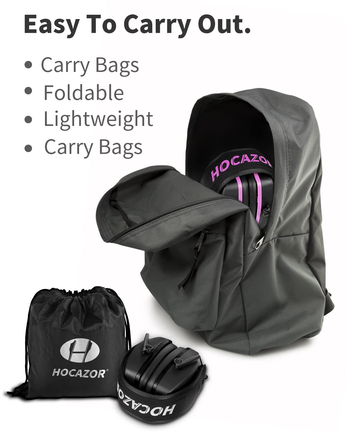 Hocazor Shooting Ear Protection NRR 26dB Suit for Shooters Hunting Range Racing Concert Sports Events Airports - Black&Purple HO1006
