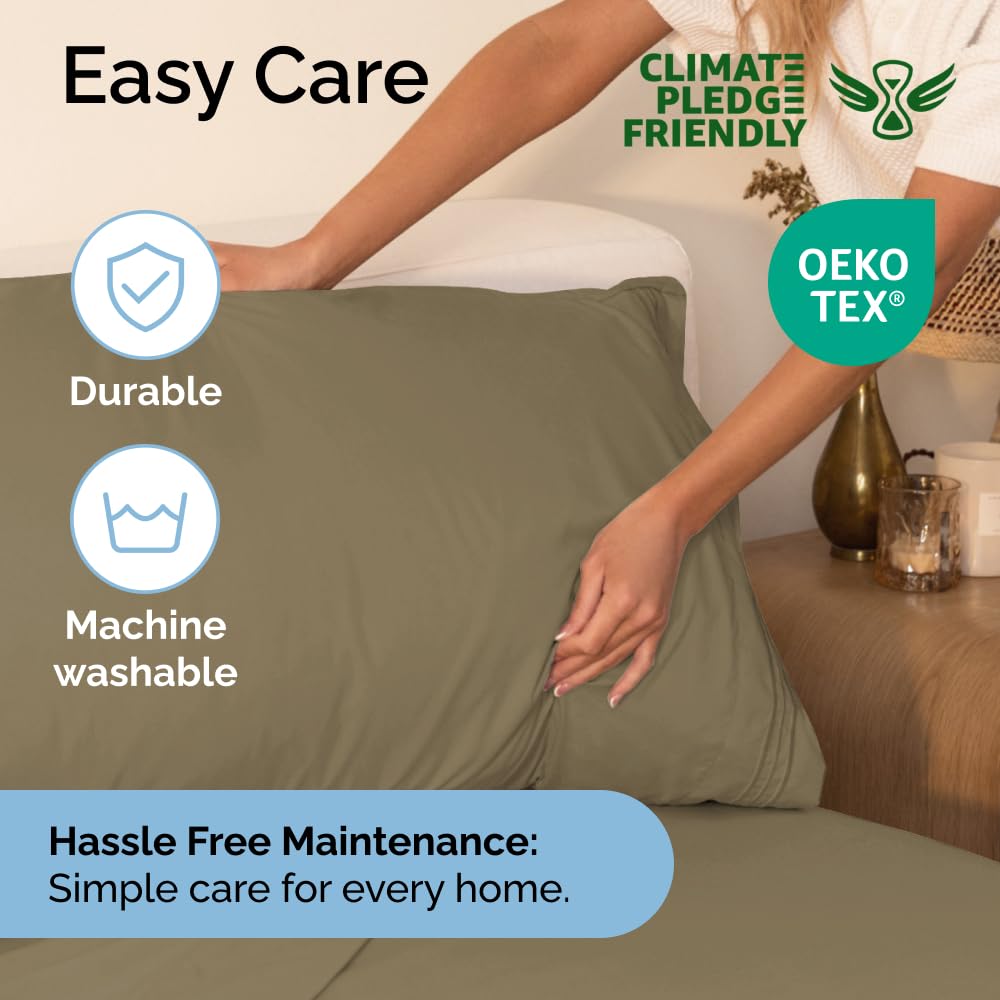Queen Size 4 Piece Sheet Set - Comfy Breathable & Cooling Sheets - Hotel Luxury Bed Sheets for Women & Men - Deep Pockets, Easy-Fit, Extra Soft & Wrinkle Free Sheets - White Oeko-Tex Bed Sheet Set