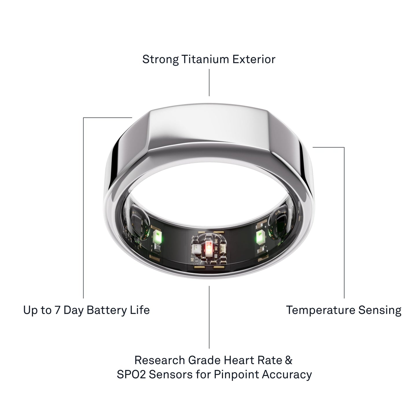 OURA SILVER RING GEN3 HORIZON HEART RATE- FITNESS TRACKER- 5-7 DAY BATTERY LIFE