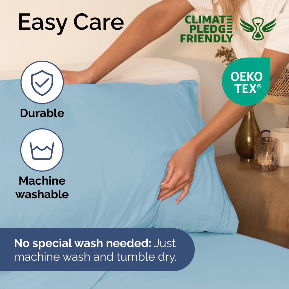 Queen Size 4 Piece Sheet Set - Comfy Breathable & Cooling Sheets - Hotel Luxury Bed Sheets for Women & Men - Deep Pockets, Easy-Fit, Extra Soft & Wrinkle Free Sheets - White Oeko-Tex Bed Sheet Set