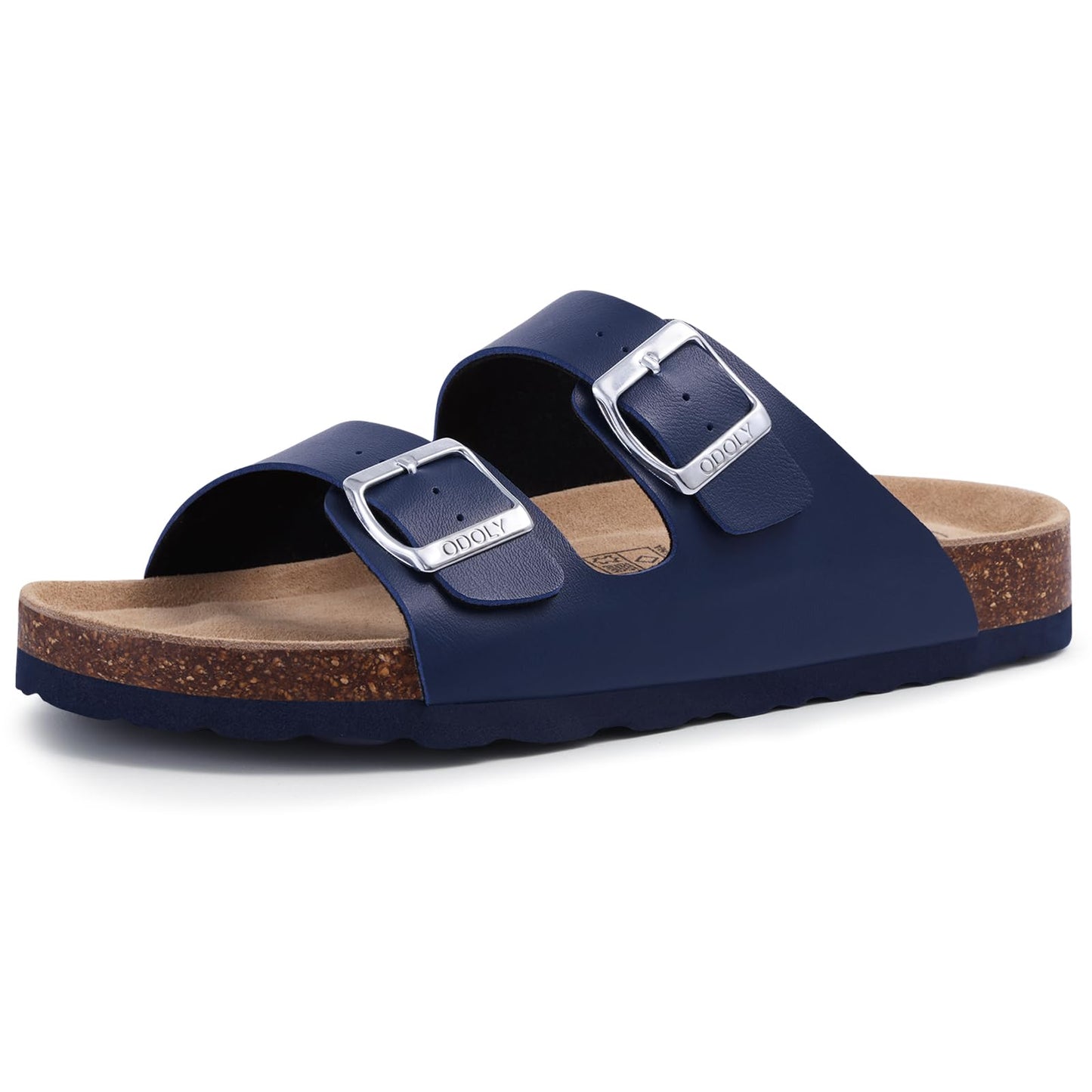 ODOLY Women's Cork Footbed Slide Sandal, Arch Support Summer Outdoor Sandals with Adjustable Buckle, Black US Women Size 10, EU Women Size 41