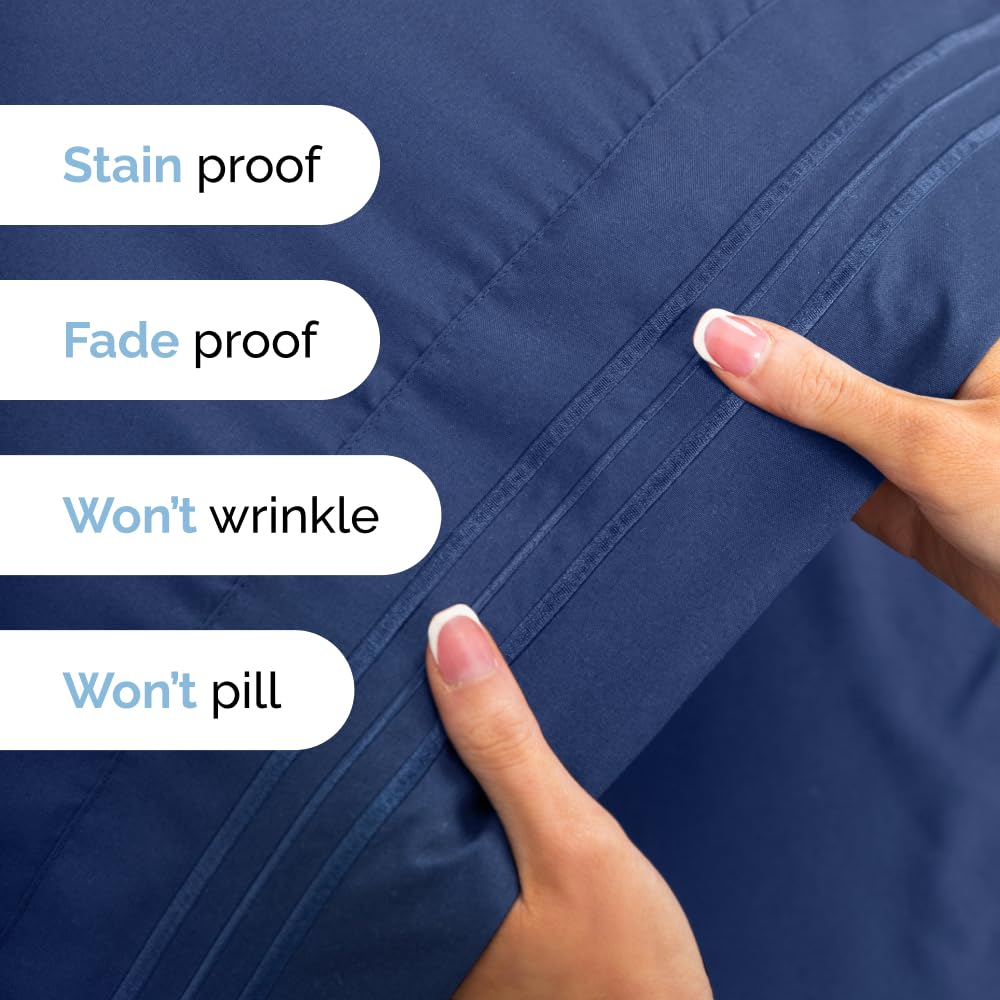 Queen Size 4 Piece Sheet Set - Comfy Breathable & Cooling Sheets - Hotel Luxury Bed Sheets for Women & Men - Deep Pockets, Easy-Fit, Extra Soft & Wrinkle Free Sheets - White Oeko-Tex Bed Sheet Set