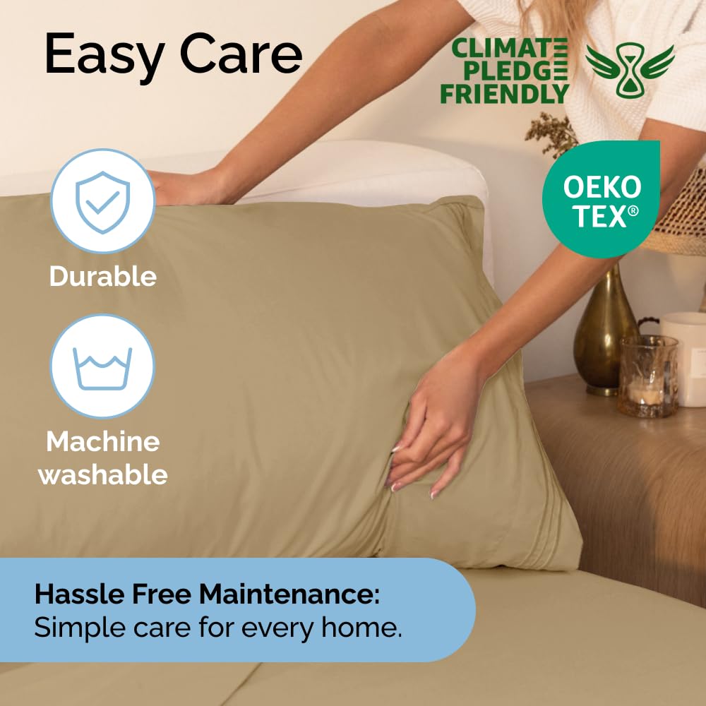 Queen Size 4 Piece Sheet Set - Comfy Breathable & Cooling Sheets - Hotel Luxury Bed Sheets for Women & Men - Deep Pockets, Easy-Fit, Extra Soft & Wrinkle Free Sheets - White Oeko-Tex Bed Sheet Set
