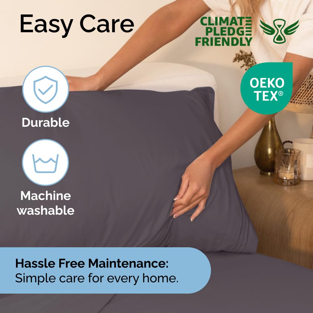 Queen Size 4 Piece Sheet Set - Comfy Breathable & Cooling Sheets - Hotel Luxury Bed Sheets for Women & Men - Deep Pockets, Easy-Fit, Extra Soft & Wrinkle Free Sheets - White Oeko-Tex Bed Sheet Set