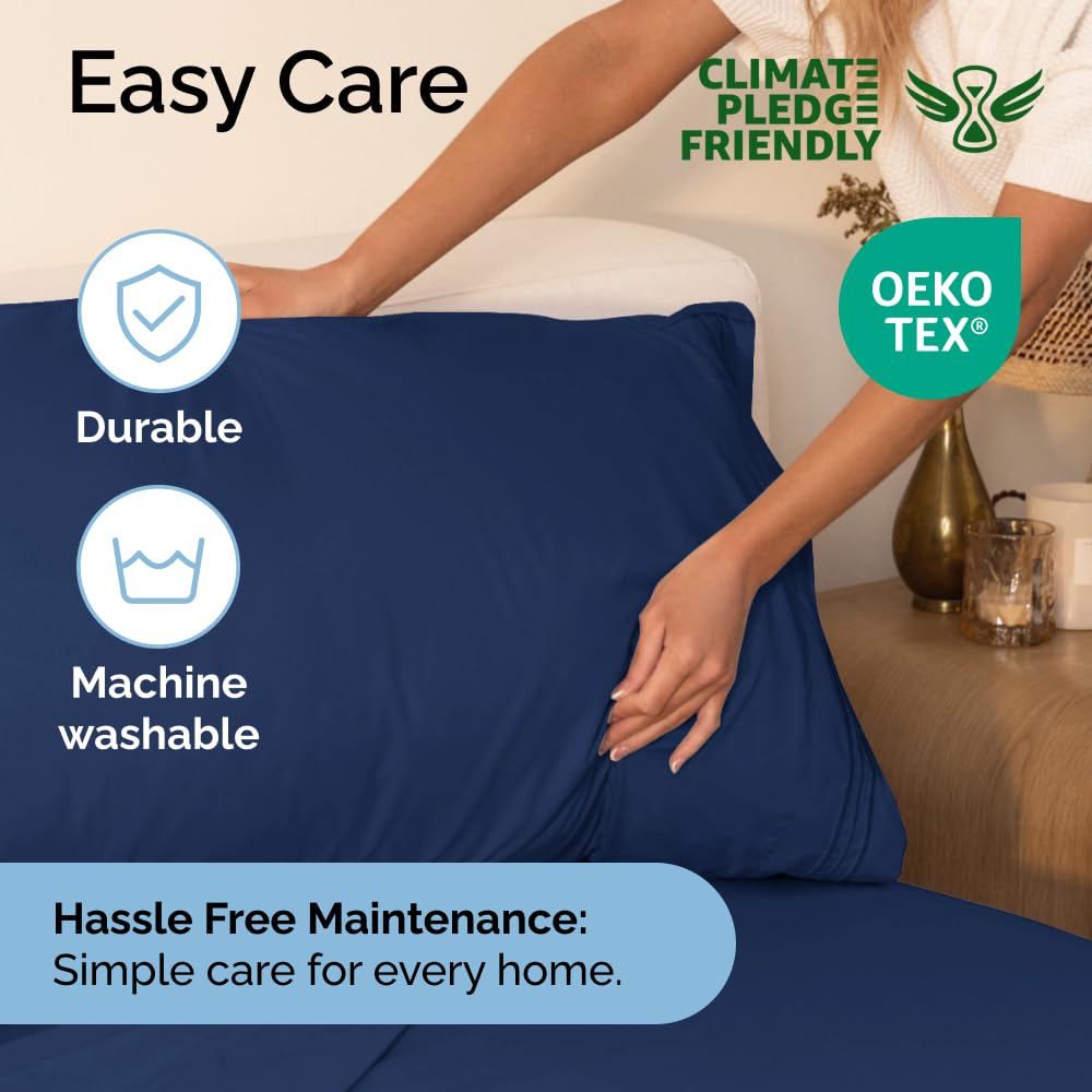 Queen Size 4 Piece Sheet Set - Comfy Breathable & Cooling Sheets - Hotel Luxury Bed Sheets for Women & Men - Deep Pockets, Easy-Fit, Extra Soft & Wrinkle Free Sheets - White Oeko-Tex Bed Sheet Set