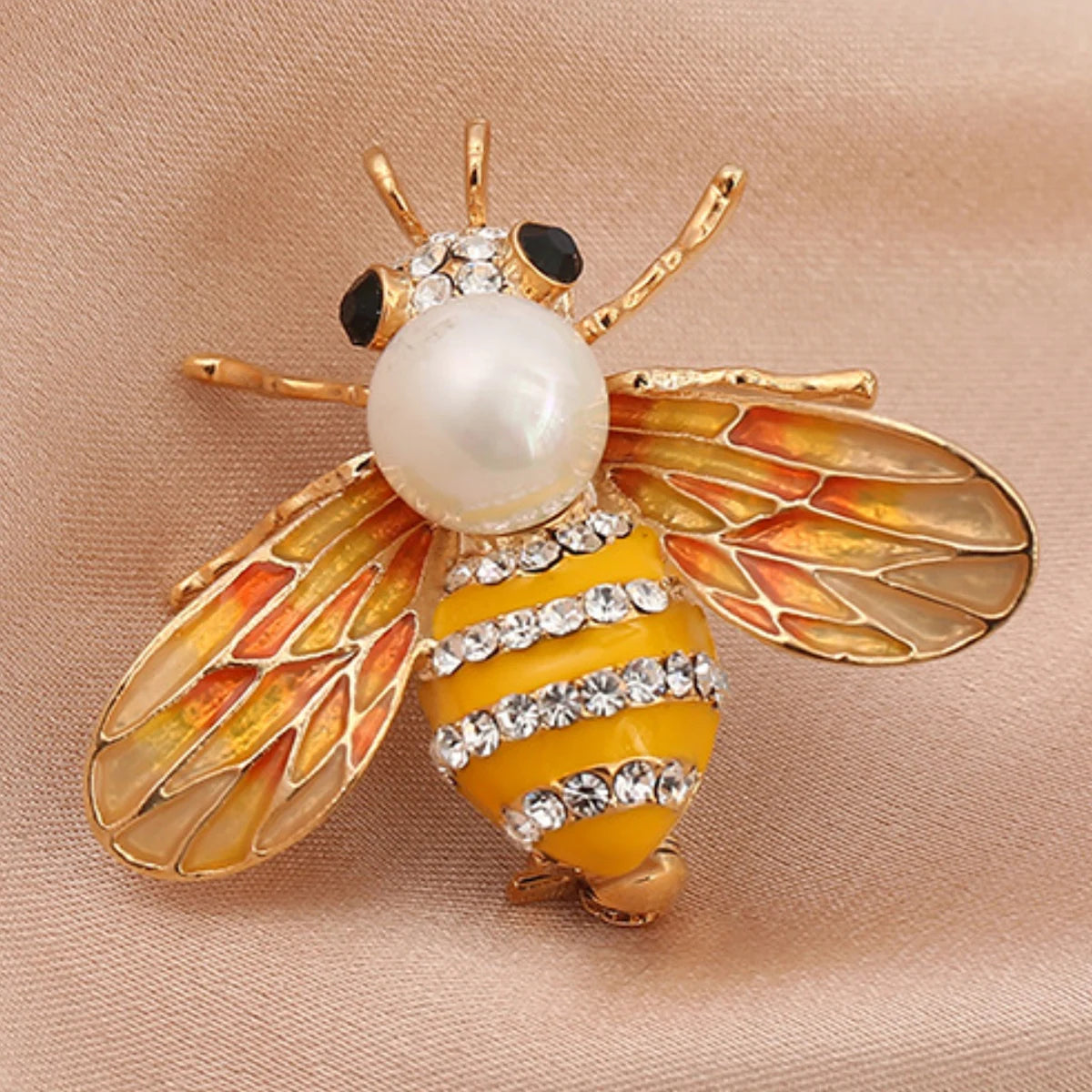 1PC Women's Fashion Trend Personalized Imitation Pearl Bee Brooch Pin