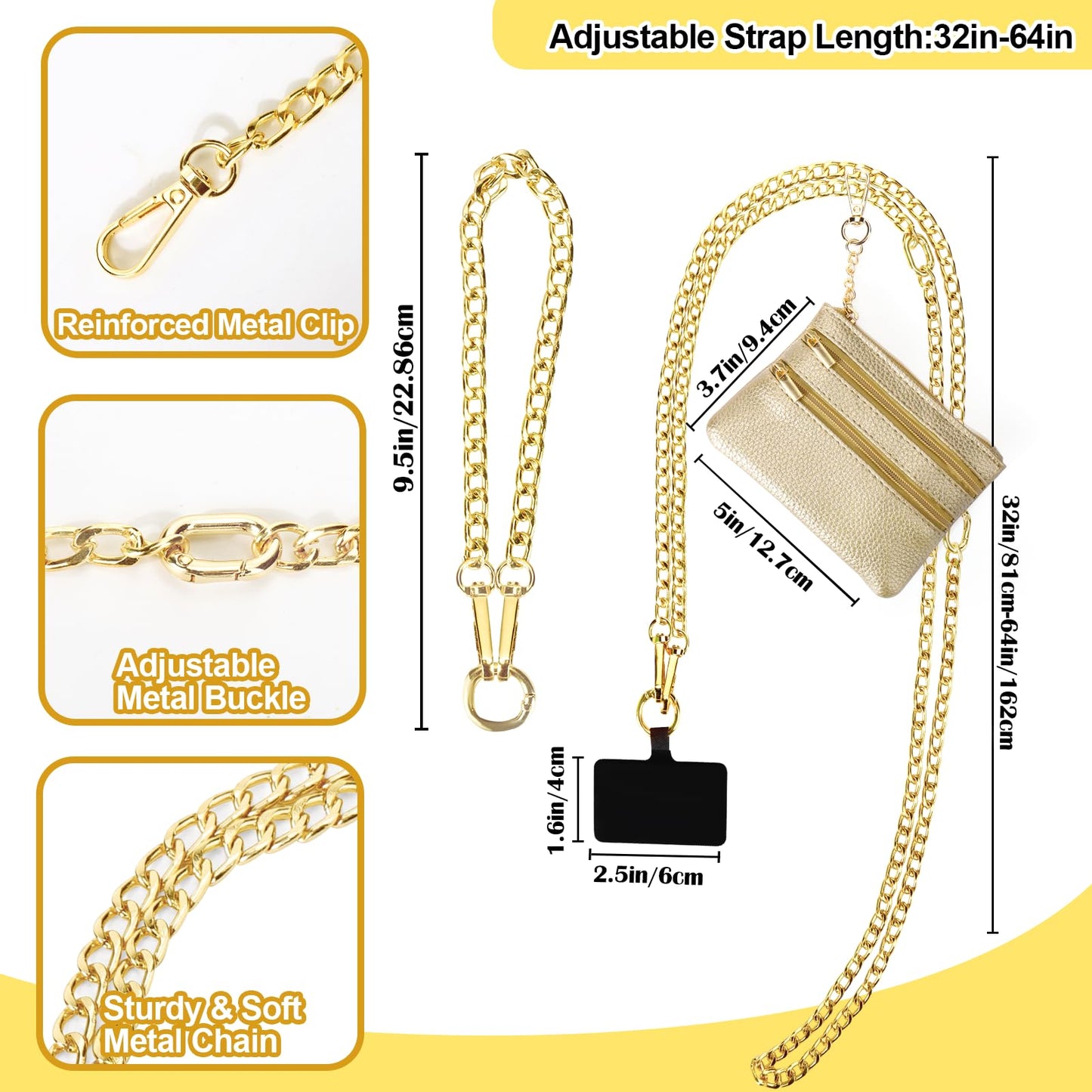 XANGNIER Clip and Go Strap for Phone with Wallet Crossbody,Phone Strap with Zippered Wallet, Adjustable Anti Theft Cellphone Lanyard for Women, Cellphone Chain Accessories,Leopard