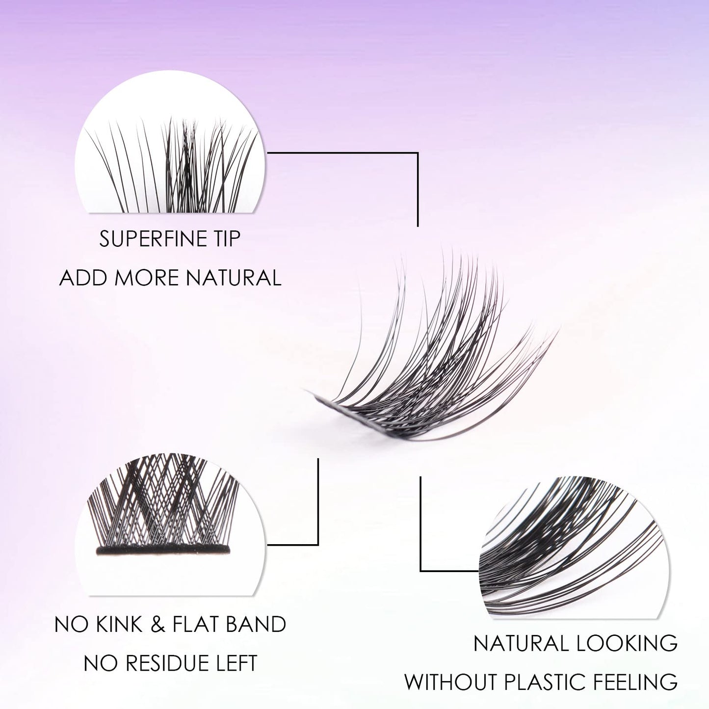 Lash Extension Kit 72 Cluster Individual Lashes Natural with Lash Bond and Seal Super Hold Eyelash Tweezers Lash Glue Remover Easy to Remove Lash Clusters Kit DIY at Home 10-16mm C/D Curl - OP01
