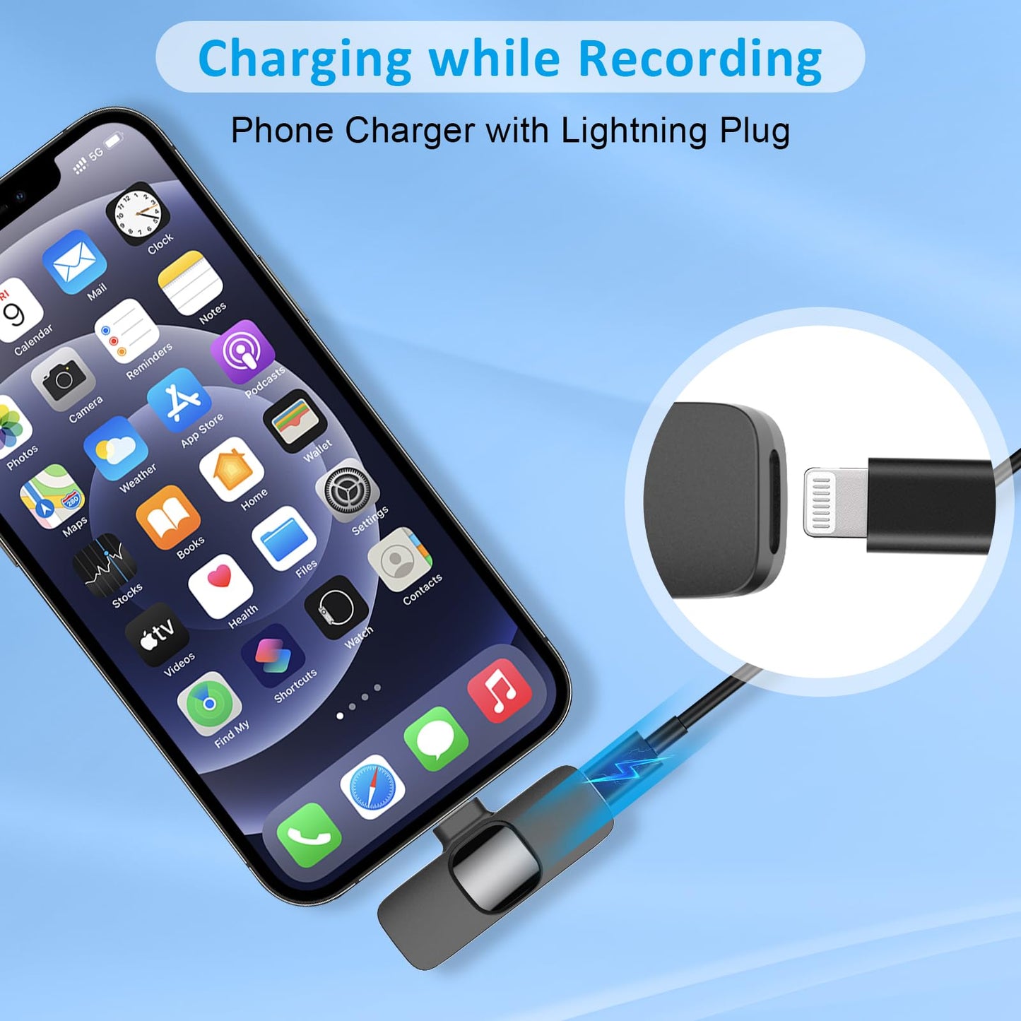 MAYBESTA Professional Wireless Lavalier Lapel Microphone for iPhone, iPad - Cordless Omnidirectional Condenser Recording Mic for Interview Video Podcast Vlog YouTube