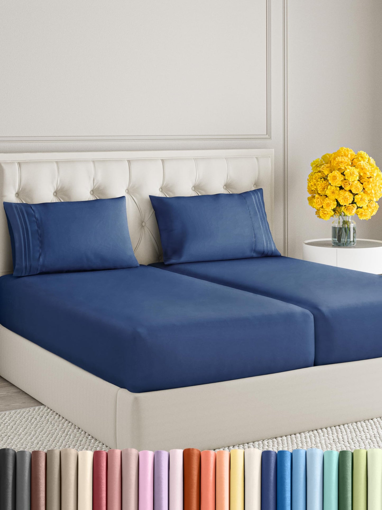 Queen Size 4 Piece Sheet Set - Comfy Breathable & Cooling Sheets - Hotel Luxury Bed Sheets for Women & Men - Deep Pockets, Easy-Fit, Extra Soft & Wrinkle Free Sheets - White Oeko-Tex Bed Sheet Set