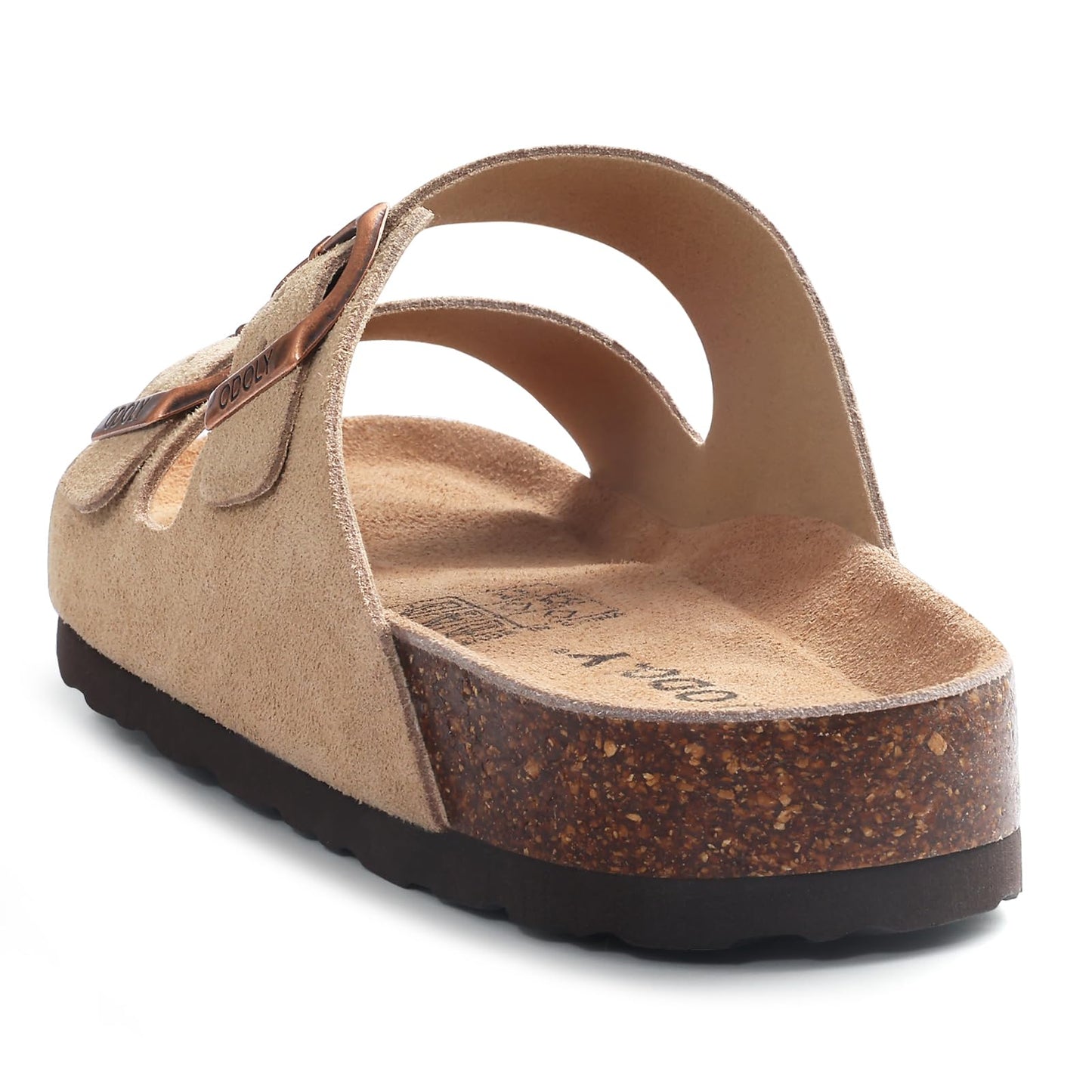 ODOLY Women's Cork Footbed Slide Sandal, Arch Support Summer Outdoor Sandals with Adjustable Buckle, Black US Women Size 10, EU Women Size 41