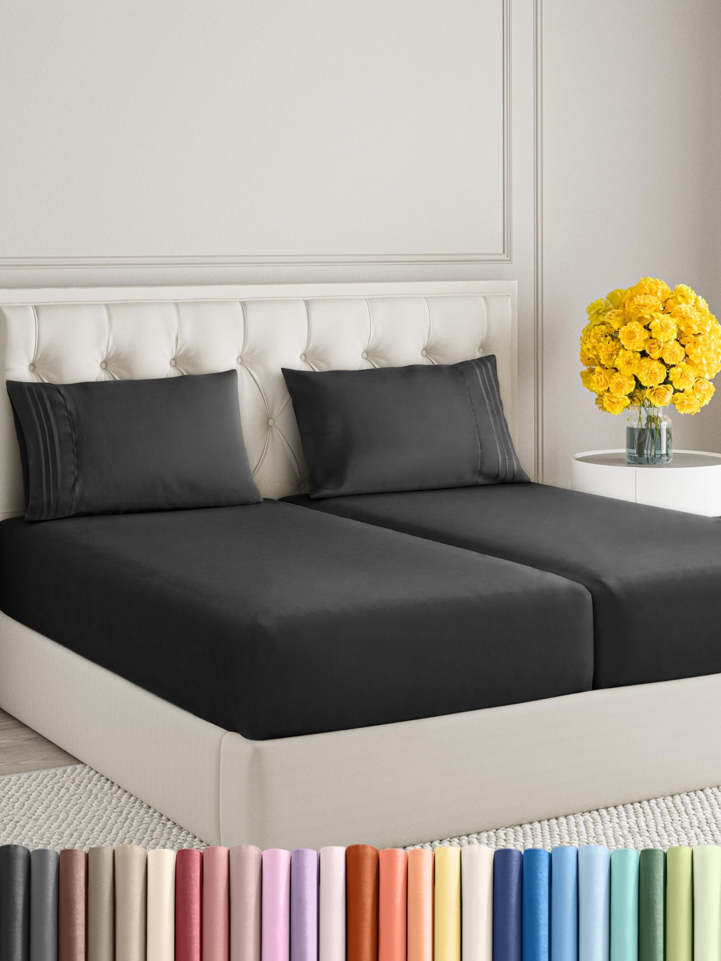 Queen Size 4 Piece Sheet Set - Comfy Breathable & Cooling Sheets - Hotel Luxury Bed Sheets for Women & Men - Deep Pockets, Easy-Fit, Extra Soft & Wrinkle Free Sheets - White Oeko-Tex Bed Sheet Set