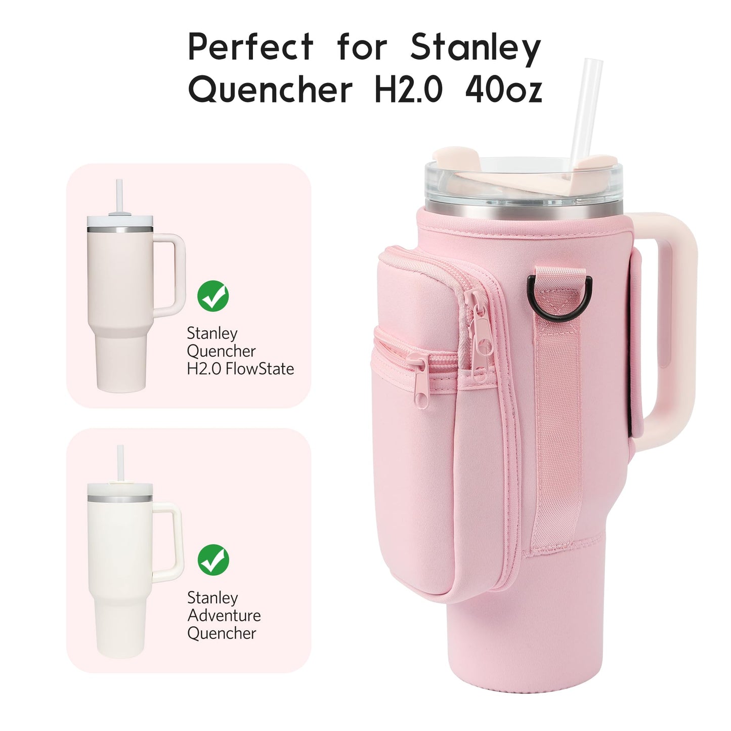 Stanley Cup Carrier With Pocket With Adjustable Strap
