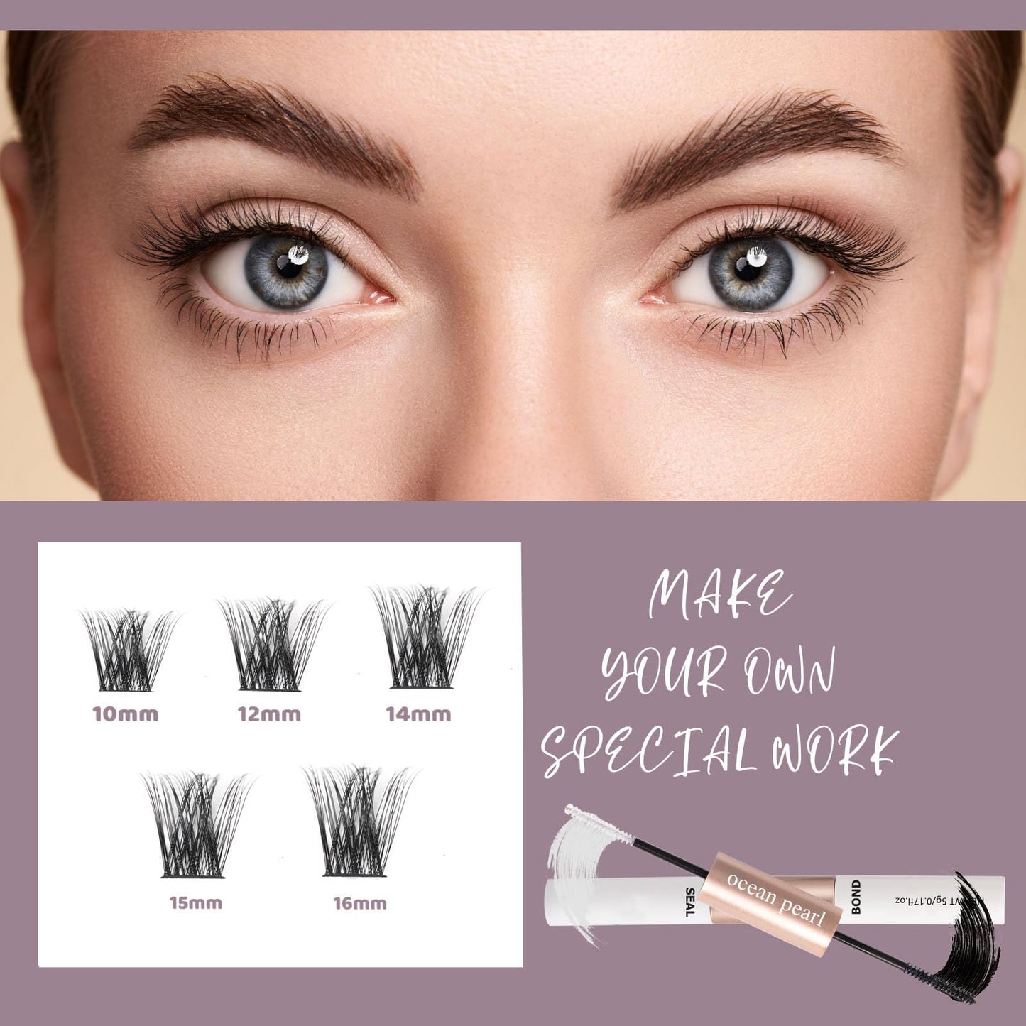 Lash Extension Kit 72 Cluster Individual Lashes Natural with Lash Bond and Seal Super Hold Eyelash Tweezers Lash Glue Remover Easy to Remove Lash Clusters Kit DIY at Home 10-16mm C/D Curl - OP01