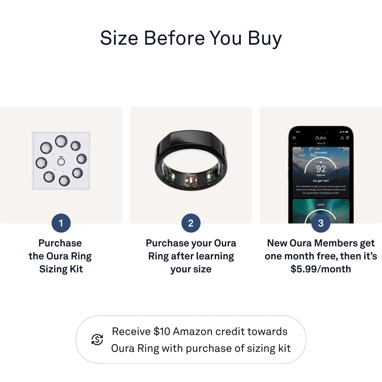 OURA SILVER RING GEN3 HORIZON HEART RATE- FITNESS TRACKER- 5-7 DAY BATTERY LIFE