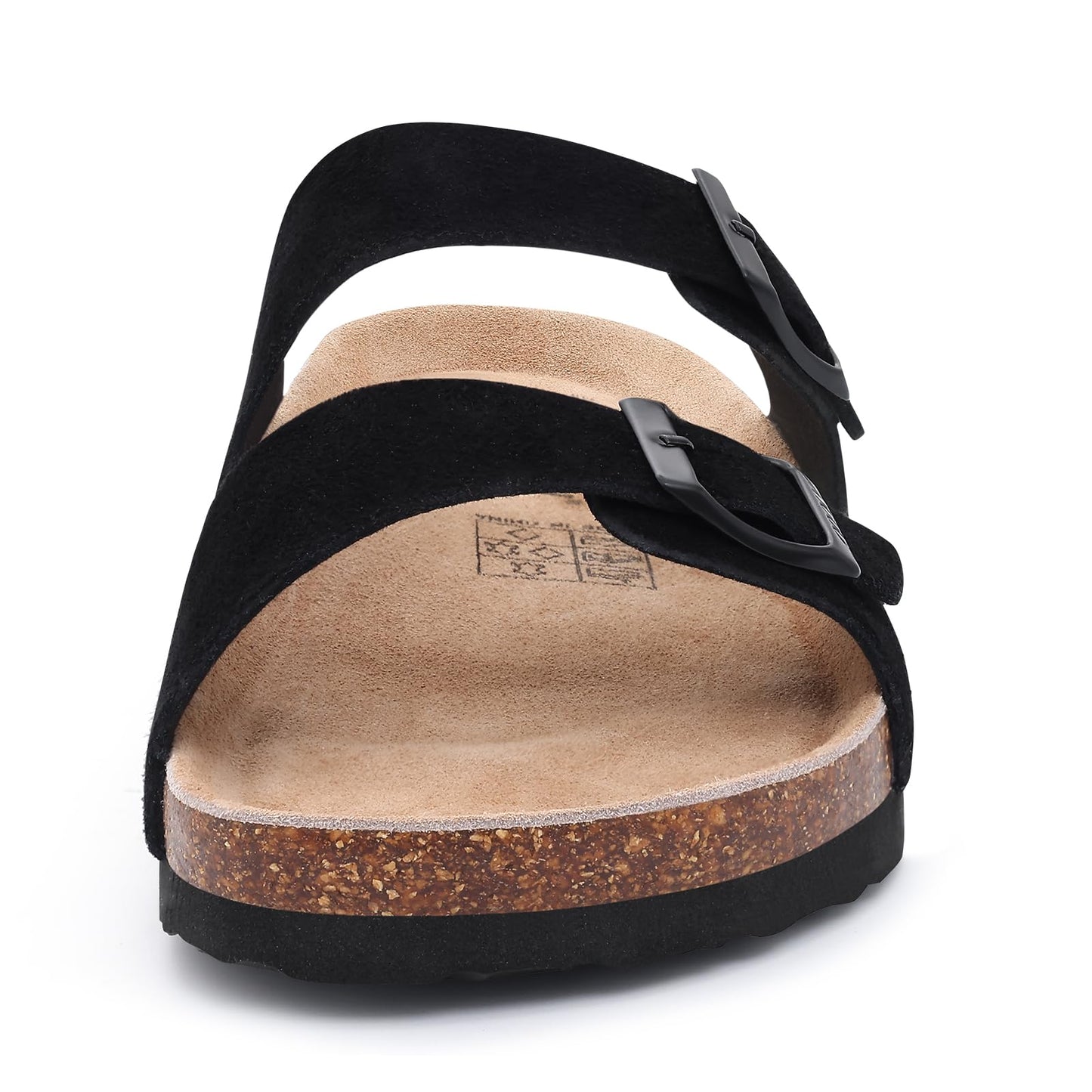 ODOLY Women's Cork Footbed Slide Sandal, Arch Support Summer Outdoor Sandals with Adjustable Buckle, Black US Women Size 10, EU Women Size 41