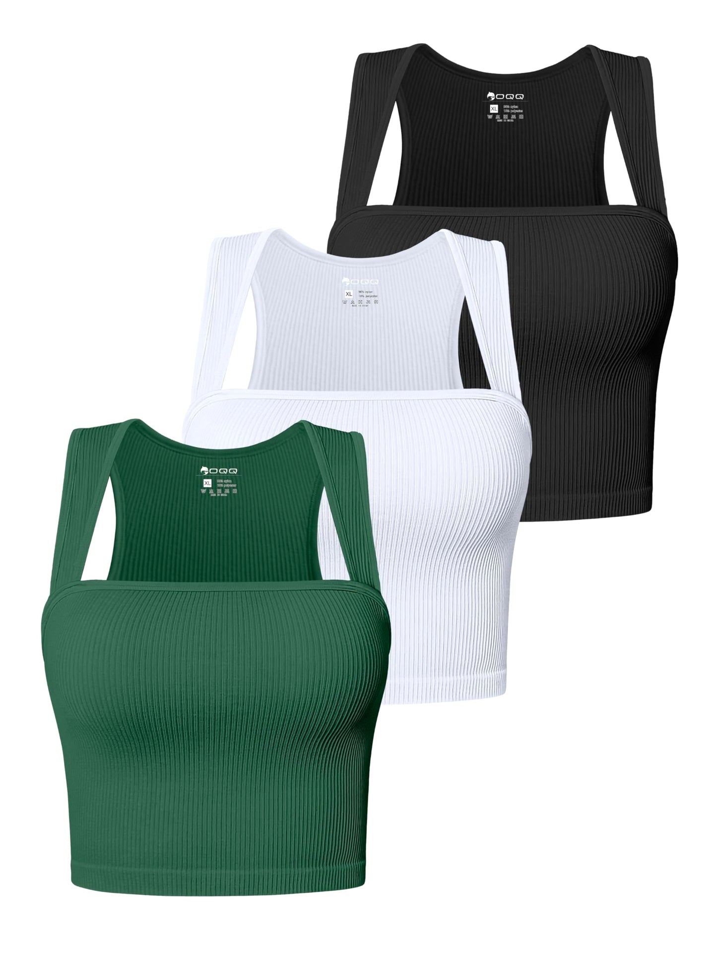 OQQ WOMENS RIBBED TANK TOP WITH SQUARE NECK