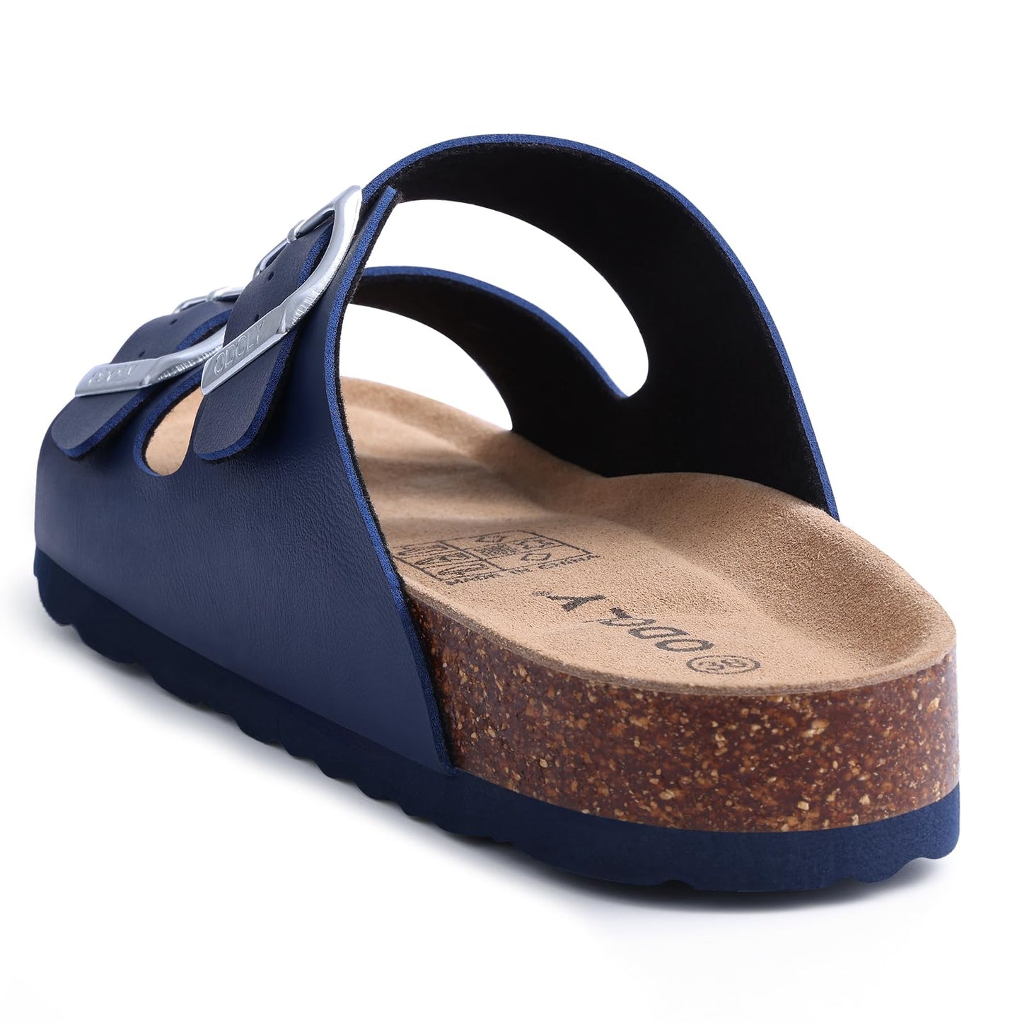 ODOLY Women's Cork Footbed Slide Sandal, Arch Support Summer Outdoor Sandals with Adjustable Buckle, Black US Women Size 10, EU Women Size 41